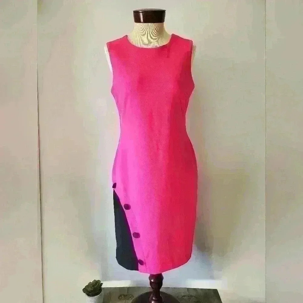 Joseph Ribkoff New with  tags hot pink and black midi dress size 8